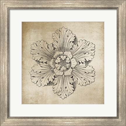 Framed Rosette V Neutral Print