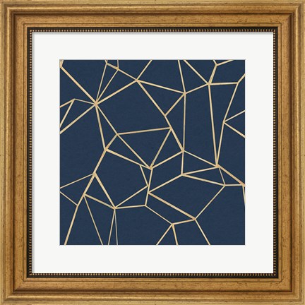 Framed Succulent Pattern Navy Print