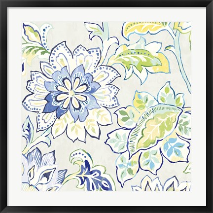 Framed Ceylon Gardens VI Indigo Print