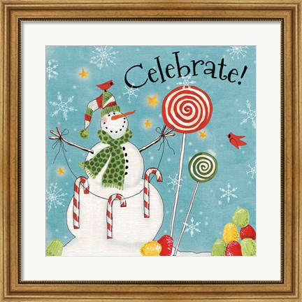 Framed Sweet Snowmen I Blue Print