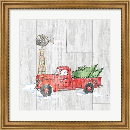 Framed Country Christmas IV no Words on White Wood Print