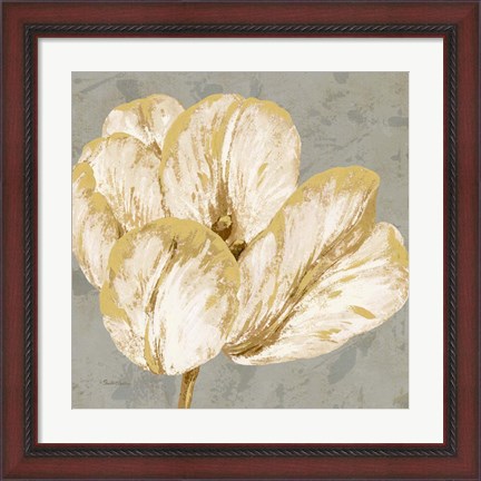 Framed Floral Fresco Grey I Print