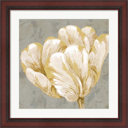 Framed Floral Fresco Grey II Print