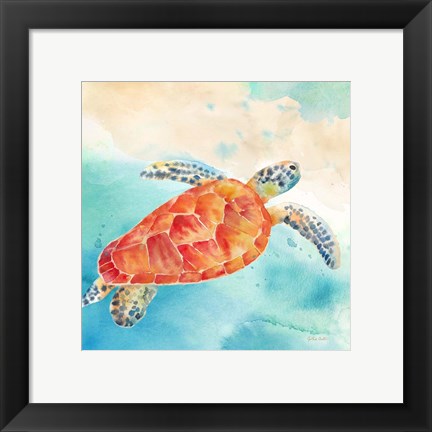 Framed Sea Splash Sea Turtle Print