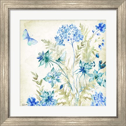 Framed Wildflowers and Butterflies Square II Print