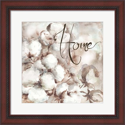 Framed Cotton Boll Triptych Sentiment I (Home) Print