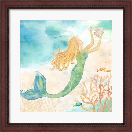 Framed Sea Splash Mermaid I Print