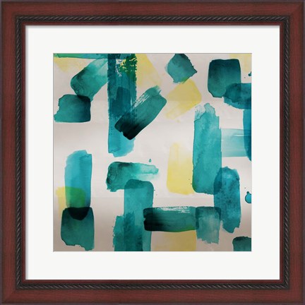 Framed Aqua Abstract Square II Print