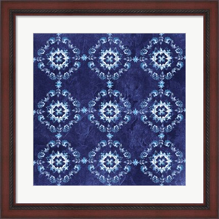 Framed Artisan Medallions Indigo I Print