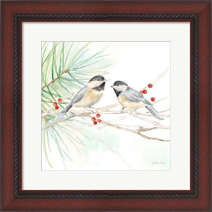 Framed Winter Birds II Chickadees Print