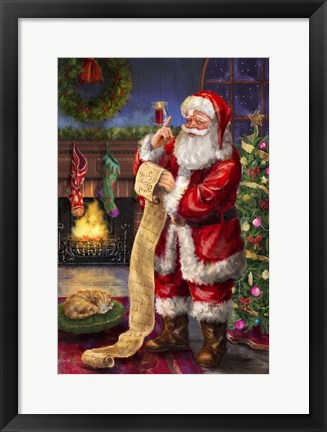 Framed Santa with his list Print