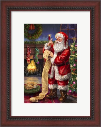 Framed Santa with his list Print