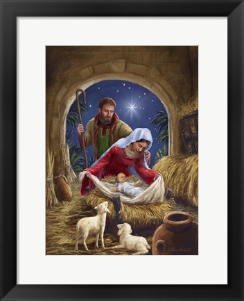 Framed Holy Family with sheep Print