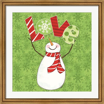 Framed Winter Wonderland Snowmen I Print