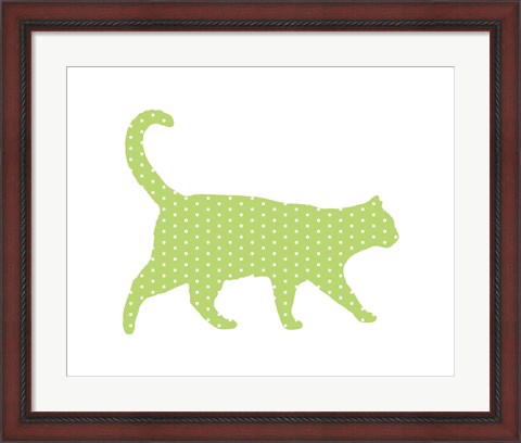 Framed Dot Pattern Cat - Green Print