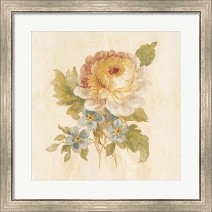 Framed Parisian Flower I on White Square Print