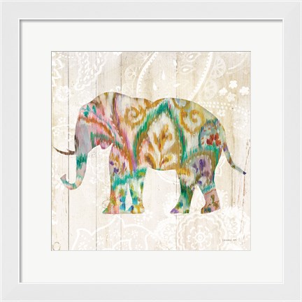 Framed Boho Paisley Elephant II v2 Print