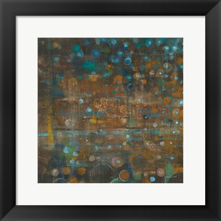 Framed Blue and Bronze Dots IX Print