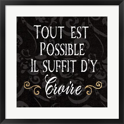 Framed Inspirational Collage IV French on Black Print