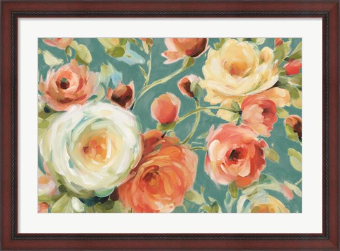 Framed Florabundance I Autumn Teal Print