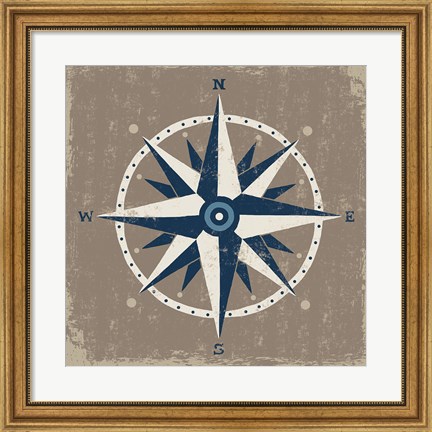 Framed Nautical Compass Print