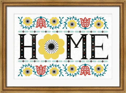 Framed Folk Lodge Home V2 Teal Print