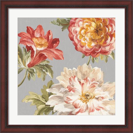 Framed Mixed Floral IV Crop II Gray II Print