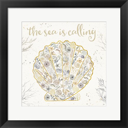 Framed Seaside Blossoms I Neutral Print