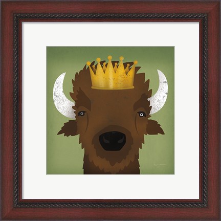 Framed Buffalo III with Crown Print