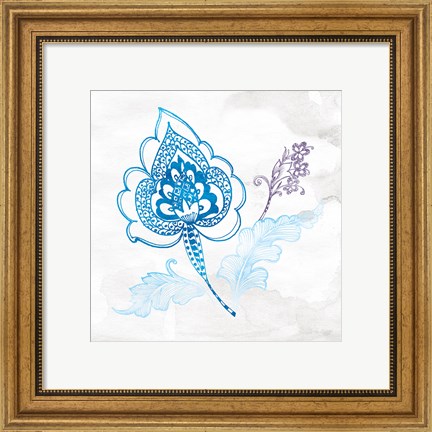 Framed Eastern Boho II Peacock Blue Print