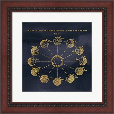 Framed Geography of the Heavens VII Blue Gold Print