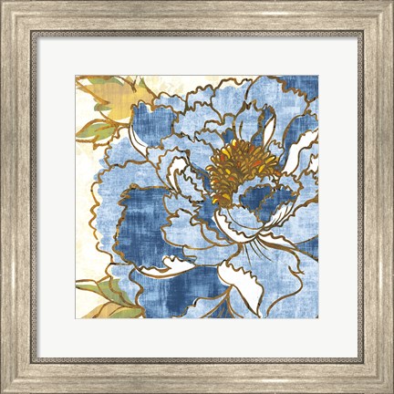 Framed Camilles Peony II Indigo Print