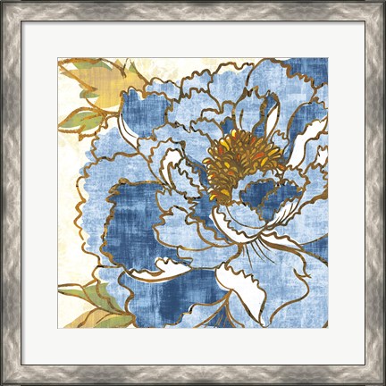 Framed Camilles Peony II Indigo Print