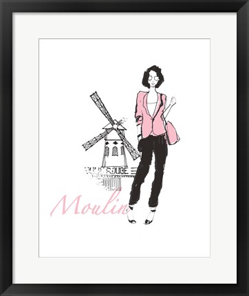 Framed French Chic IV Pink on White Print