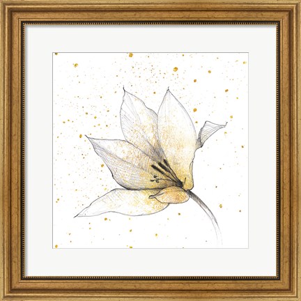 Framed Gilded Graphite Floral IX Print