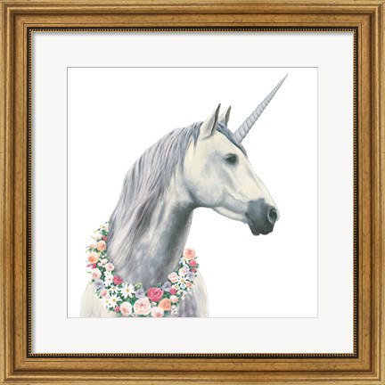 Framed Spirit Unicorn I Square Print