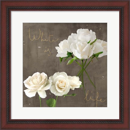 Framed White Roses Print