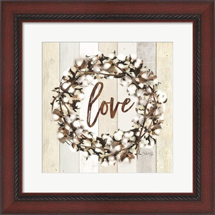 Framed Love Cotton Wreath Print