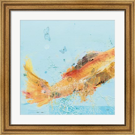 Framed Fish in the Sea I Aqua Print