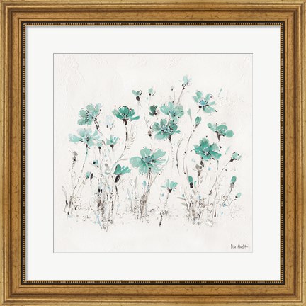 Framed Wildflowers III Turquoise Print