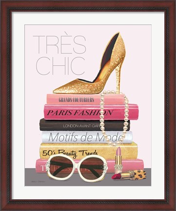 Framed Paris Style II Gold and Black Tres Chic Print