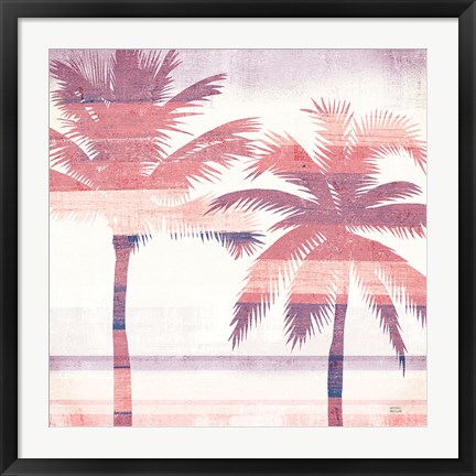 Framed Beachscape Palms III Pink Purple Print