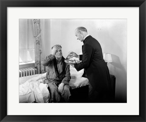 Framed 1930s 1940s Man Sit On Bed Print