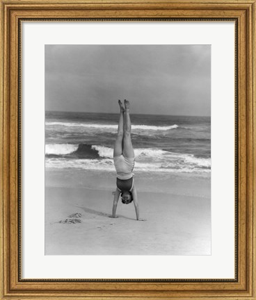 Framed 1930s Woman Doing Handstand Print