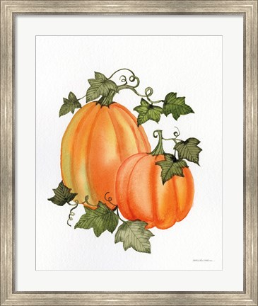 Framed Pumpkin and Vines I Print