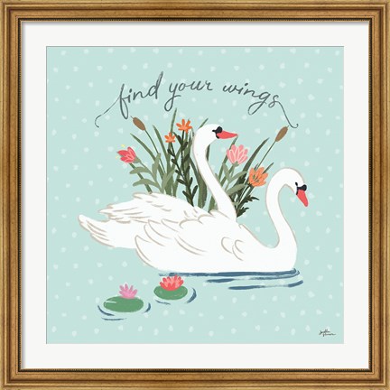 Framed Swan Lake II Mint Print