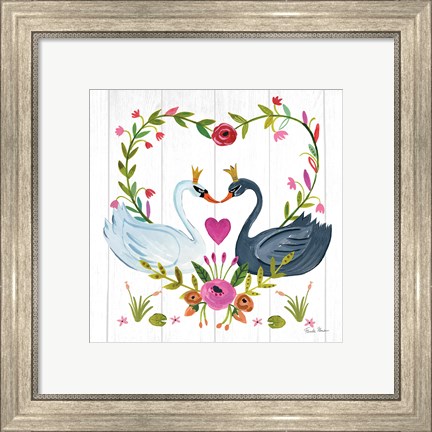 Framed Swan Love III Print