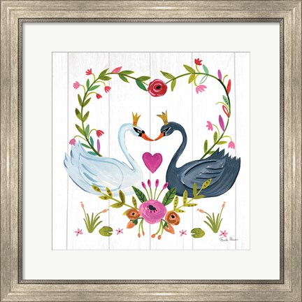 Framed Swan Love III Print