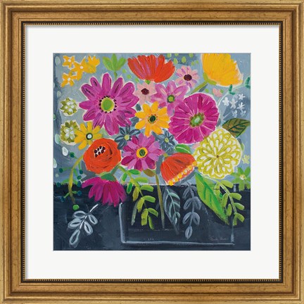 Framed Folk Floral I Print