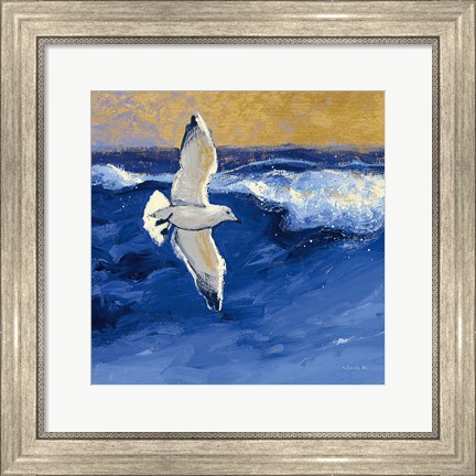 Framed Seagulls with Gold Sky II Print